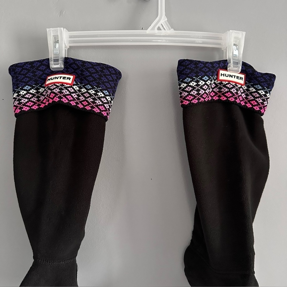 HUNTER Tall Fleece Boot Socks Fair Isle Size 5-7 like new - Picture 6 of 7